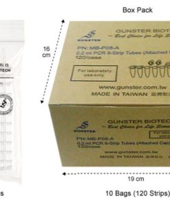 0.2ml PCR 8‐Strip Tube with Attached Flat Cap (MB‐P08A)